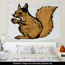 Squirrel, Illustration Of Wildlife, Zoo, Wildlife, Animal Of For Wall Art 100846065