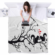 Squirrels On Tree, Vector Blankets 36839216