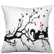 Squirrels On Tree, Vector Pillows 36839216