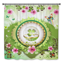 St. Patrick's Day Card, Clover In Glass Globe With Flowers Bath Decor 30262145