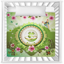 St. Patrick's Day Card, Clover In Glass Globe With Flowers Nursery Decor 30262145