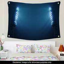 Stadium Lights Against Dark Night Sky With Copy Space Wall Art 46713255