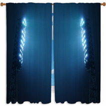 Stadium Lights Against Dark Night Sky With Copy Space Window Curtains 46713255