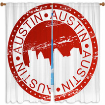 Stamp - Austin, USA Window Curtains 48300513