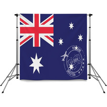 Stamped Illustration Of The Flag Of Australia Backdrops 69107993