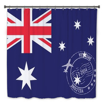 Stamped Illustration Of The Flag Of Australia Bath Decor 69107993