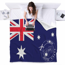 Stamped Illustration Of The Flag Of Australia Blankets 69107993