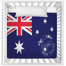 Stamped Illustration Of The Flag Of Australia Nursery Decor 69107993