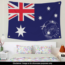 Stamped Illustration Of The Flag Of Australia Wall Art 69107993