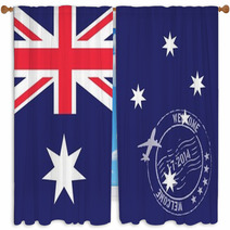Stamped Illustration Of The Flag Of Australia Window Curtains 69107993