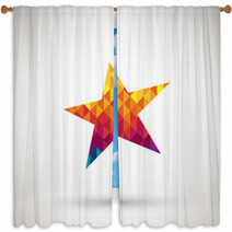 Star Icon With Colorful Diamond Window Curtains 63019695