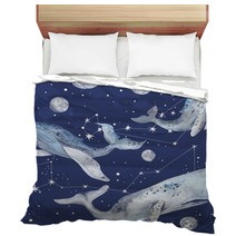 Star Whales Watercolor Pattern Bedding 96430631
