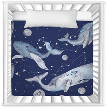 Star Whales Watercolor Pattern Nursery Decor 96430631