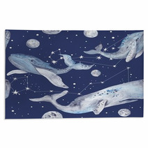 Star Whales Watercolor Pattern Rugs 96430631
