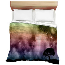 Starfield Night Sky With Tree Silhouettes Bedding 72074231