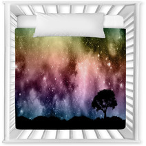 Starfield Night Sky With Tree Silhouettes Nursery Decor 72074231