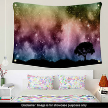 Starfield Night Sky With Tree Silhouettes Wall Art 72074231