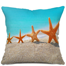 Starfishes On The Beach Pillows 63394337