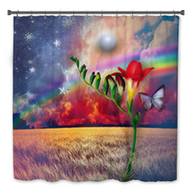 Starry Landscape With Freesia And Rainbow Bath Decor 70284558