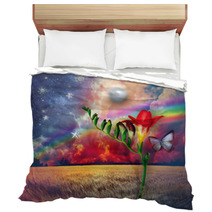 Starry Landscape With Freesia And Rainbow Bedding 70284558