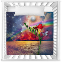 Starry Landscape With Freesia And Rainbow Nursery Decor 70284558