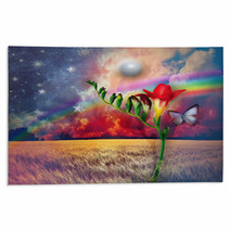 Starry Landscape With Freesia And Rainbow Rugs 70284558