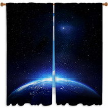 Stars And Earth Outer Space Glow Window Curtains 60355973