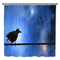 Stars And Tree With A Raven On It. Stars And Raven Are Taken Through My Telescope. Bath Decor 86258535