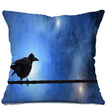 Stars And Tree With A Raven On It. Stars And Raven Are Taken Through My Telescope. Pillows 86258535