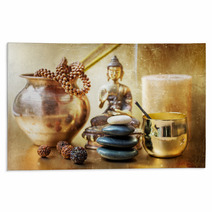 Statue Of Buddha, Zen Stones, Incense. ?oncept Of Meditation Rugs 60871296
