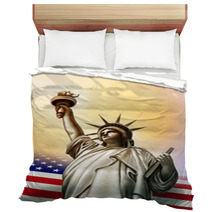 Statue of Liberty Neoclassic Statue With USA Flag Bedding 11225251