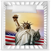 Statue of Liberty Neoclassic Statue With USA Flag Nursery Decor 11225251