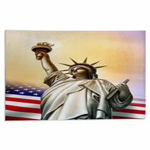 Statue of Liberty Neoclassic Statue With USA Flag Rugs 11225251