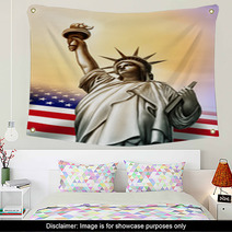 Statue of Liberty Neoclassic Statue With USA Flag Wall Art 11225251