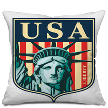 Statue Of Liberty. New York Landmark And Symbol. Pillows 32945045