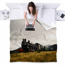 Steam Train In A Open Countryside Blankets 64426003