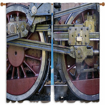 Steam Train Wheels Detail Window Curtains 57222205