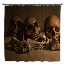 Still Life With Skulls And Bones Art And Dark Concept Bath Decor 98860142