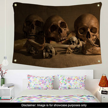 Still Life With Skulls And Bones Art And Dark Concept Wall Art 98860142