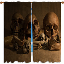 Still Life With Skulls And Bones Art And Dark Concept Window Curtains 98860142