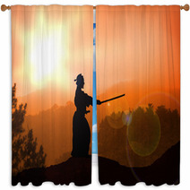 Stock Illustration Of Kendo Training On Mountain Window Curtains 45743883