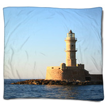 Stone Ancient Lighthouse Closeup, Chania Crete Blankets 66613742
