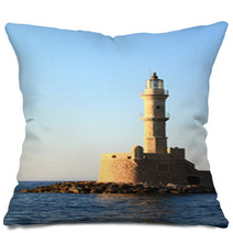 Stone Ancient Lighthouse Closeup, Chania Crete Pillows 66613742