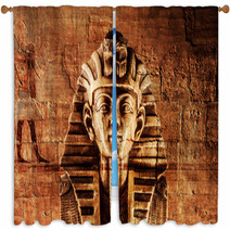 Stone Pharaoh Tutankhamen Mask Window Curtains 205764822