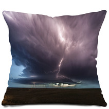 Storm And Lightnings At Dusk Pillows 65672911