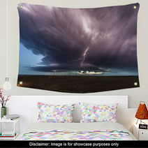Storm And Lightnings At Dusk Wall Art 65672911