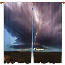 Storm And Lightnings At Dusk Window Curtains 65672911