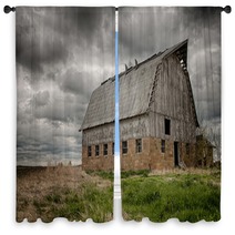 Stormy Barn Old Barn On Prairie With Stormy Sky Usa Window Curtains 87839146