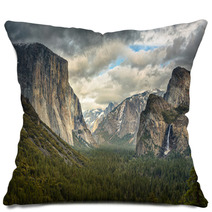 Stormy Clouds Over Tunnel View In Yosemite Pillows 50014936
