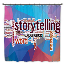 Storytelling Word Cloud With Abstract Background Bath Decor 78980514